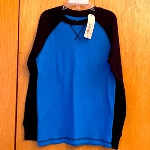 New with tags boy’s size 8 blue black waffle weave thermal shirt top long sleeve